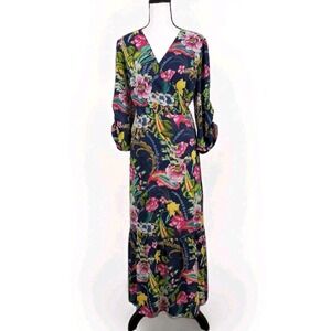Floral Tiered Maxi Dress Size M Babydoll Boho Cottagecore Peasant Romantic 2942